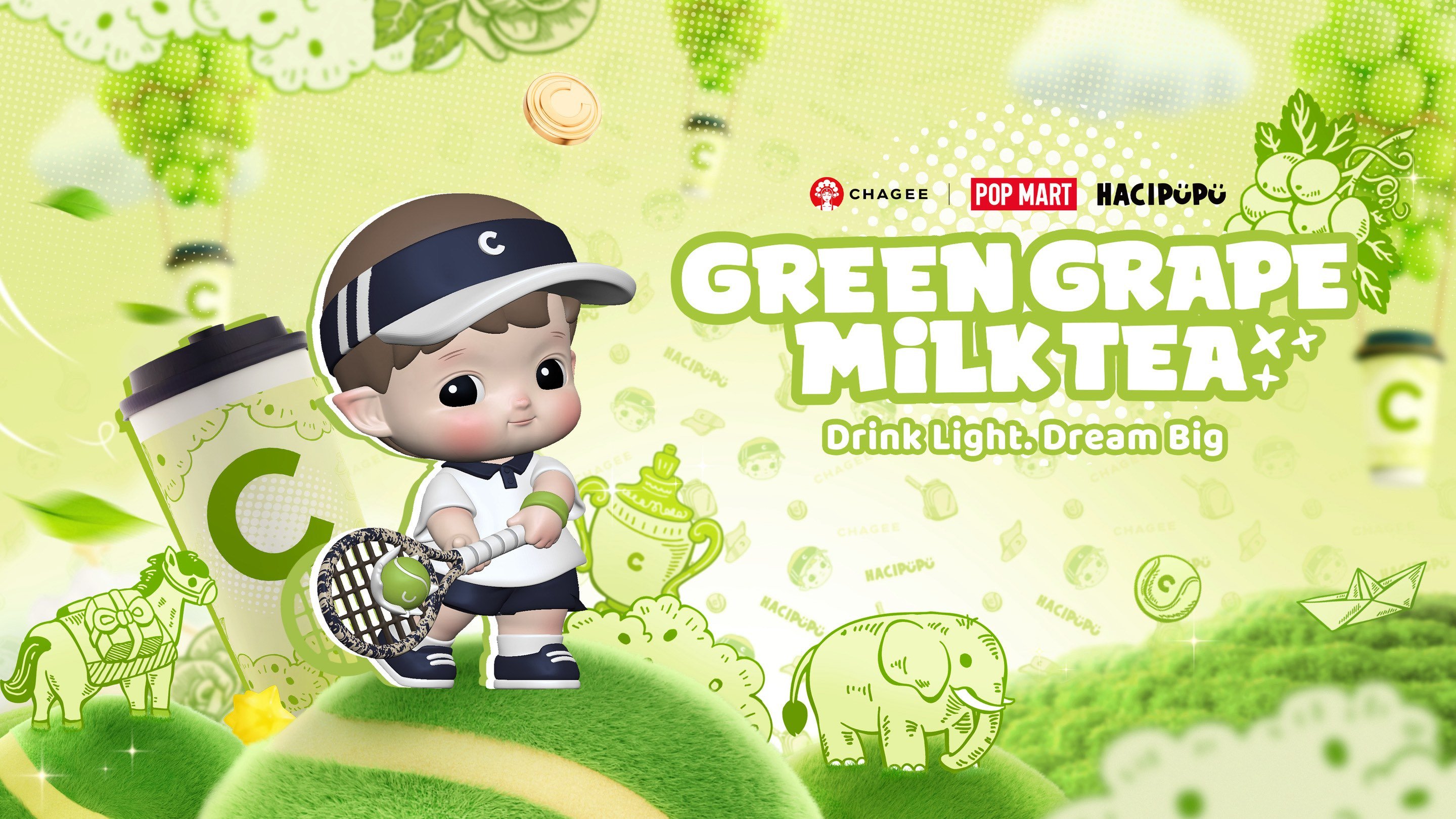 From Court to Cup: POP MART's Hacipupu joins CHAGEE to Launch Green Grape Milk Tea