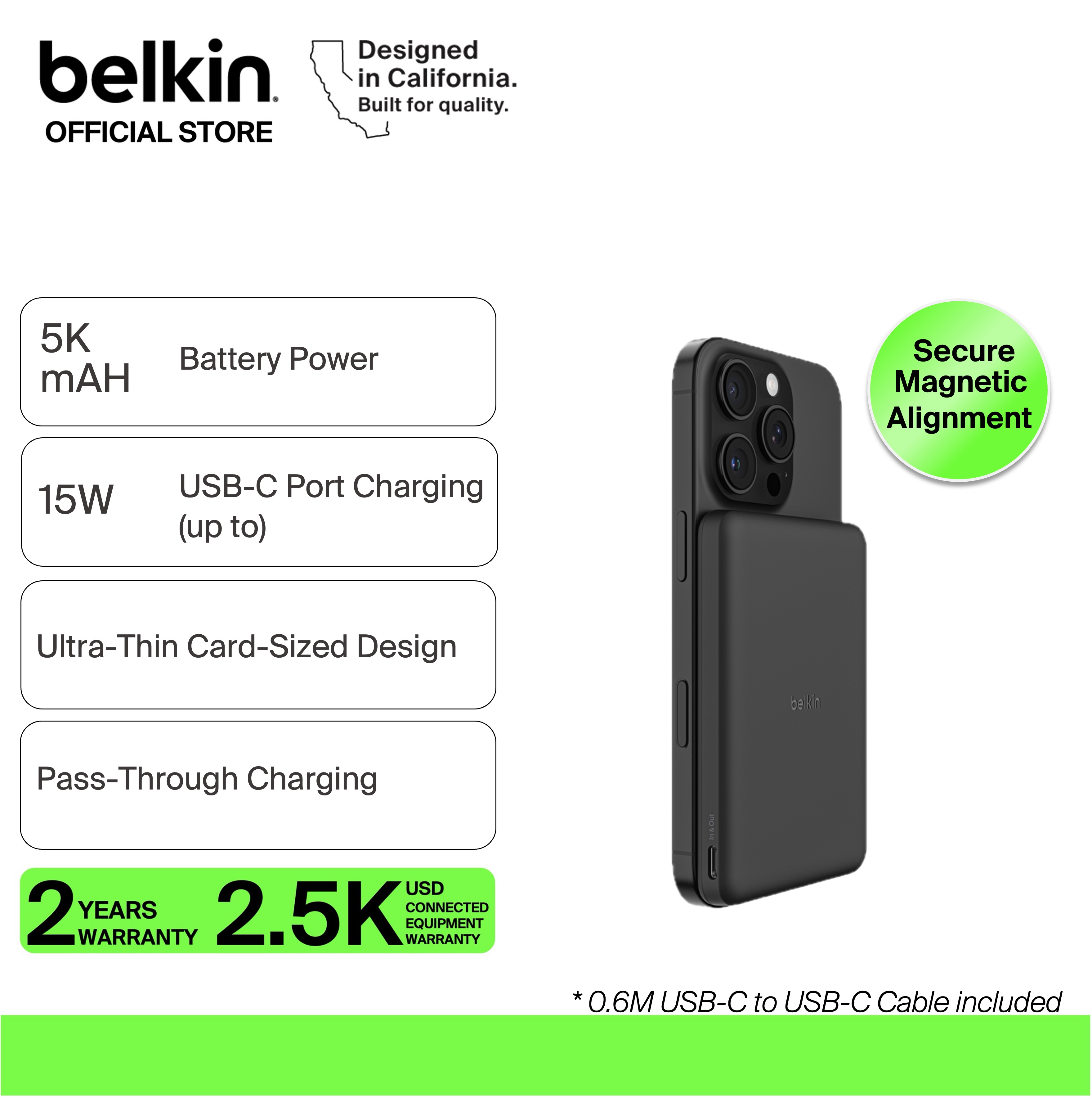 Compact and Reliable, Belkin BoostCharge Magnetic Power Bank 5K Ready to Support Limitless Activities